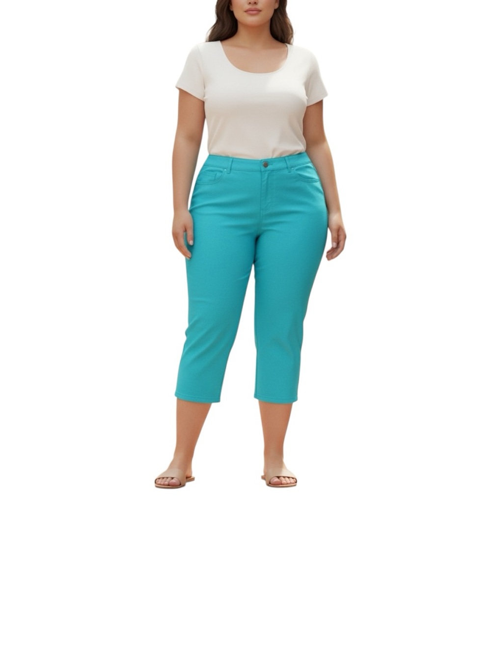 Lane Bryant Turquoise Plus Size Cropped Capris 18 Stretch